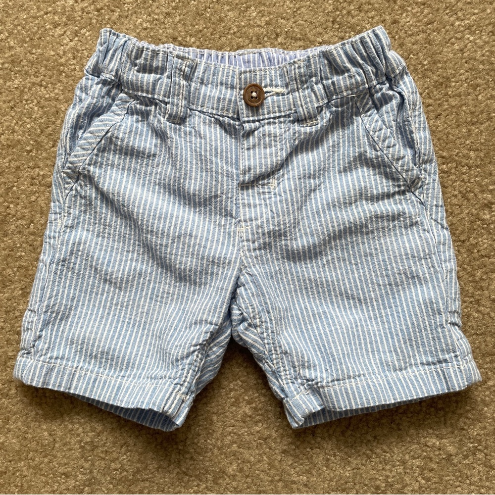 H&M Blue and White Striped Shorts 6-9 Months